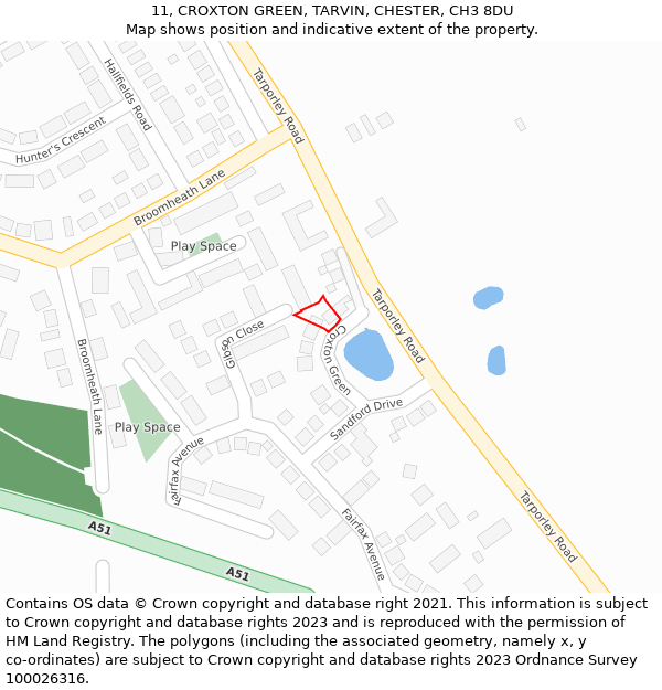 11, CROXTON GREEN, TARVIN, CHESTER, CH3 8DU: Location map and indicative extent of plot