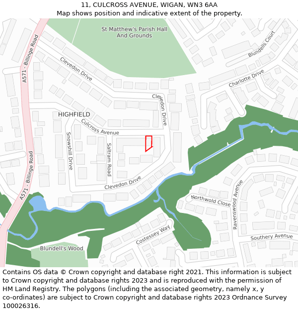 11, CULCROSS AVENUE, WIGAN, WN3 6AA: Location map and indicative extent of plot