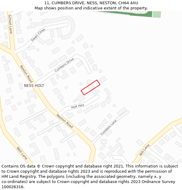 11, CUMBERS DRIVE, NESS, NESTON, CH64 4AU: Location map and indicative extent of plot