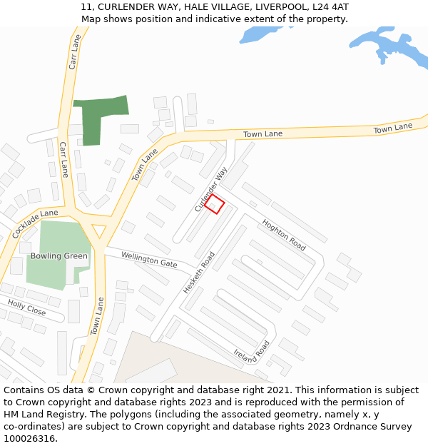 11, CURLENDER WAY, HALE VILLAGE, LIVERPOOL, L24 4AT: Location map and indicative extent of plot