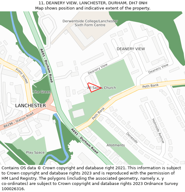 11, DEANERY VIEW, LANCHESTER, DURHAM, DH7 0NH: Location map and indicative extent of plot