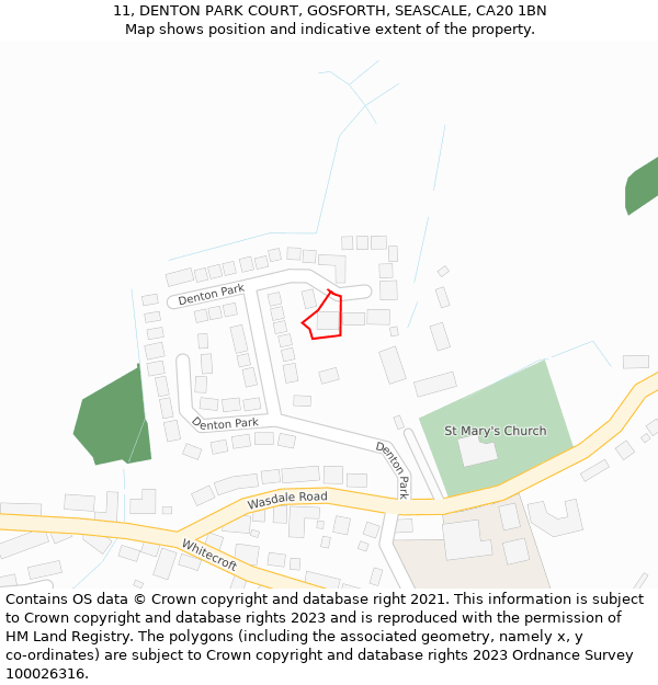 11, DENTON PARK COURT, GOSFORTH, SEASCALE, CA20 1BN: Location map and indicative extent of plot