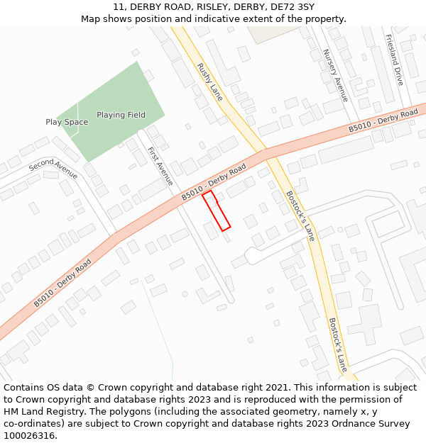 11, DERBY ROAD, RISLEY, DERBY, DE72 3SY: Location map and indicative extent of plot