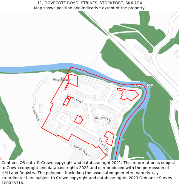 11, DOVECOTE ROAD, STRINES, STOCKPORT, SK6 7GX: Location map and indicative extent of plot