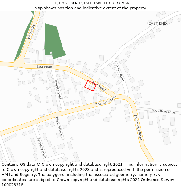 11, EAST ROAD, ISLEHAM, ELY, CB7 5SN: Location map and indicative extent of plot