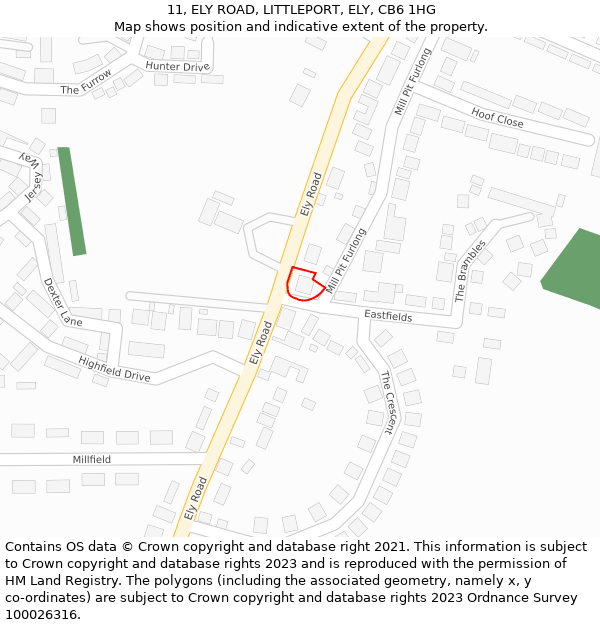 11, ELY ROAD, LITTLEPORT, ELY, CB6 1HG: Location map and indicative extent of plot