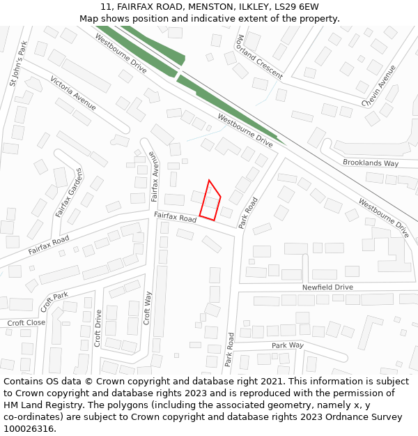 11, FAIRFAX ROAD, MENSTON, ILKLEY, LS29 6EW: Location map and indicative extent of plot