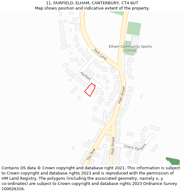11, FAIRFIELD, ELHAM, CANTERBURY, CT4 6UT: Location map and indicative extent of plot