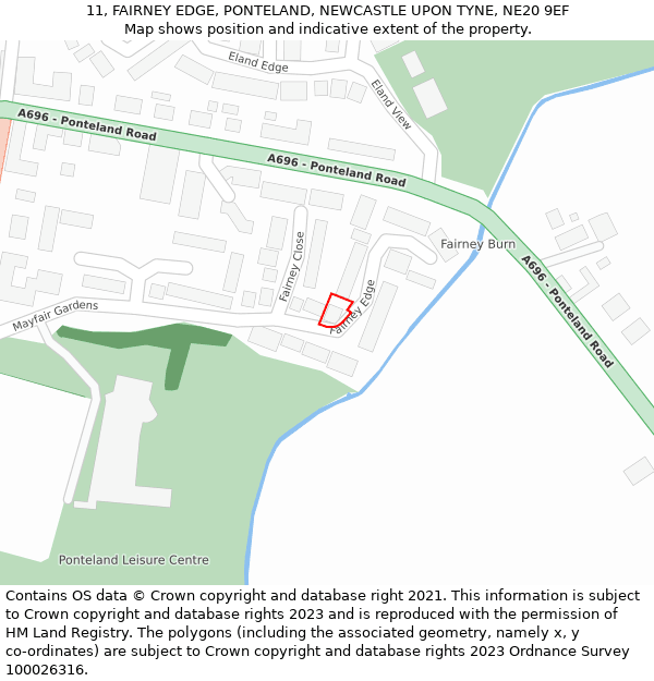 11, FAIRNEY EDGE, PONTELAND, NEWCASTLE UPON TYNE, NE20 9EF: Location map and indicative extent of plot