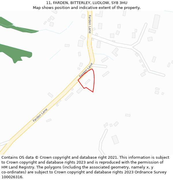 11, FARDEN, BITTERLEY, LUDLOW, SY8 3HU: Location map and indicative extent of plot