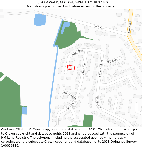 11, FARM WALK, NECTON, SWAFFHAM, PE37 8LX: Location map and indicative extent of plot