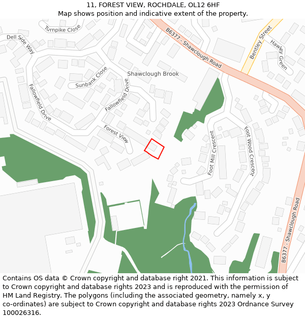 11, FOREST VIEW, ROCHDALE, OL12 6HF: Location map and indicative extent of plot