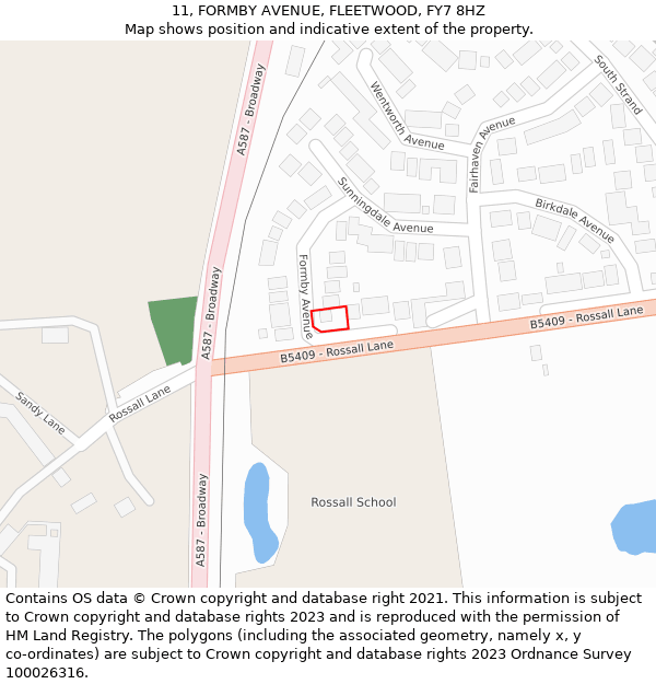 11, FORMBY AVENUE, FLEETWOOD, FY7 8HZ: Location map and indicative extent of plot