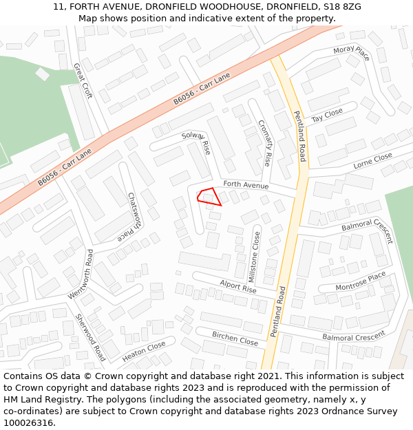 11, FORTH AVENUE, DRONFIELD WOODHOUSE, DRONFIELD, S18 8ZG: Location map and indicative extent of plot
