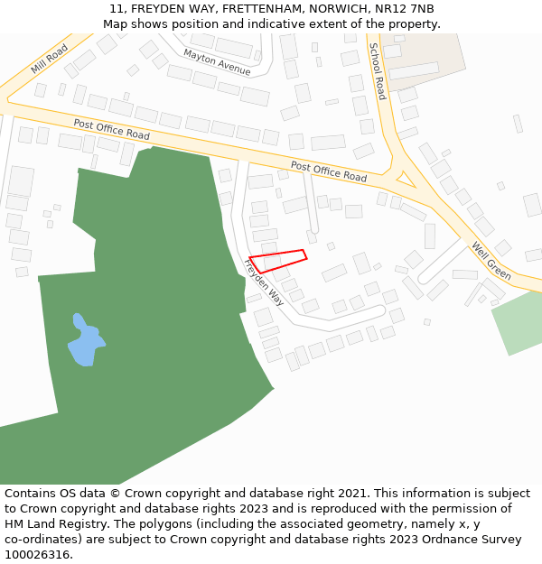 11, FREYDEN WAY, FRETTENHAM, NORWICH, NR12 7NB: Location map and indicative extent of plot