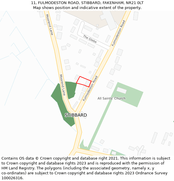 11, FULMODESTON ROAD, STIBBARD, FAKENHAM, NR21 0LT: Location map and indicative extent of plot