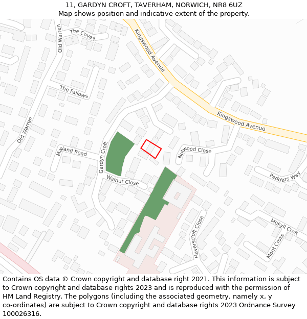 11, GARDYN CROFT, TAVERHAM, NORWICH, NR8 6UZ: Location map and indicative extent of plot