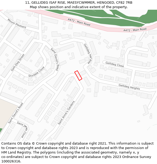 11, GELLIDEG ISAF RISE, MAESYCWMMER, HENGOED, CF82 7RB: Location map and indicative extent of plot