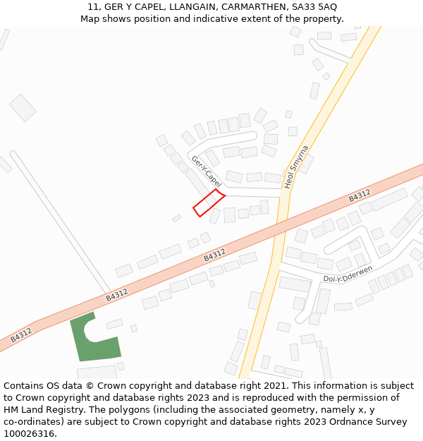 11, GER Y CAPEL, LLANGAIN, CARMARTHEN, SA33 5AQ: Location map and indicative extent of plot