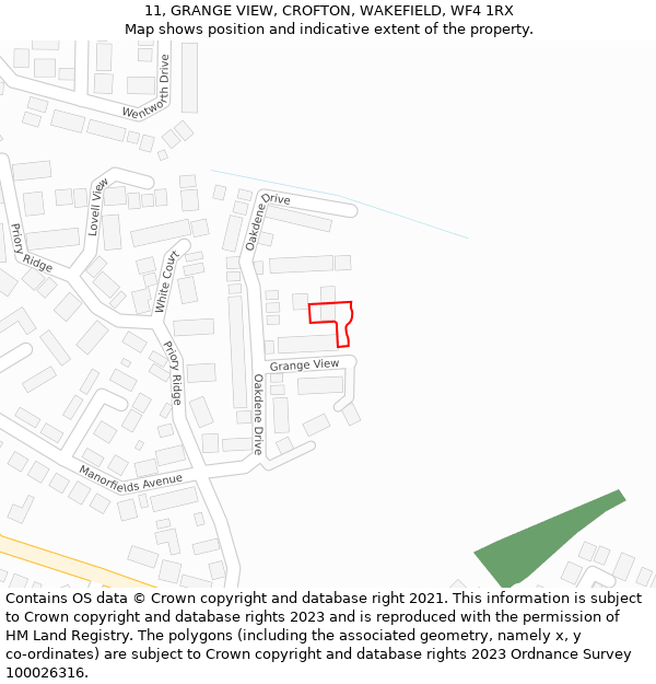 11, GRANGE VIEW, CROFTON, WAKEFIELD, WF4 1RX: Location map and indicative extent of plot