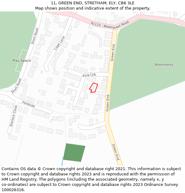 11, GREEN END, STRETHAM, ELY, CB6 3LE: Location map and indicative extent of plot