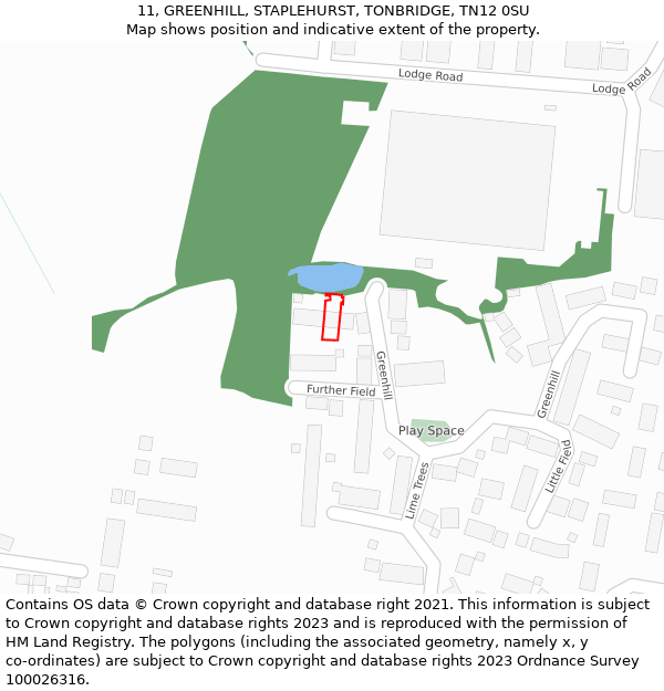 11, GREENHILL, STAPLEHURST, TONBRIDGE, TN12 0SU: Location map and indicative extent of plot