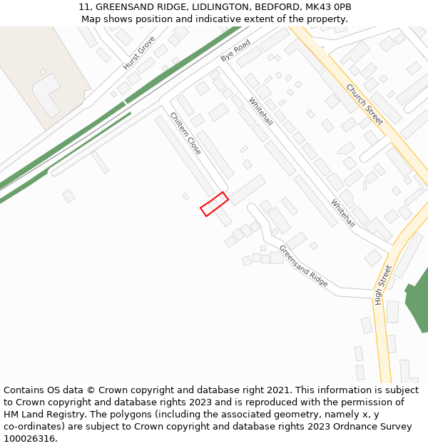 11, GREENSAND RIDGE, LIDLINGTON, BEDFORD, MK43 0PB: Location map and indicative extent of plot