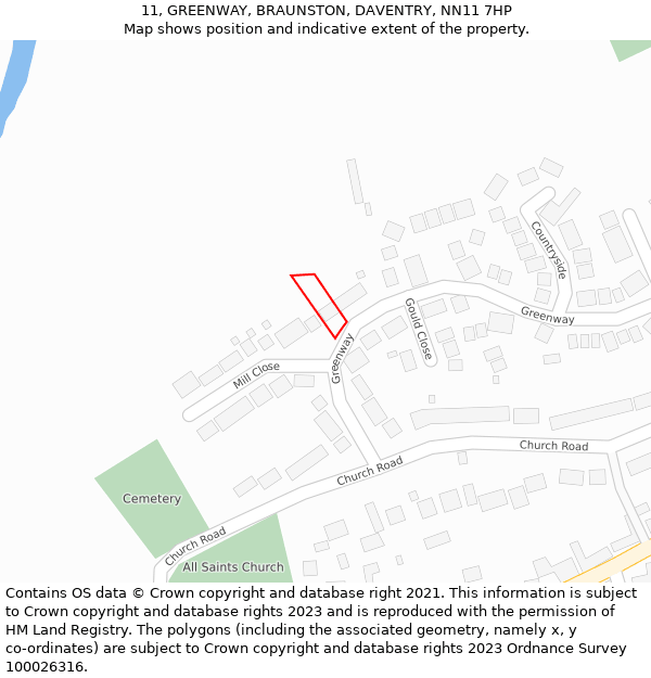 11, GREENWAY, BRAUNSTON, DAVENTRY, NN11 7HP: Location map and indicative extent of plot
