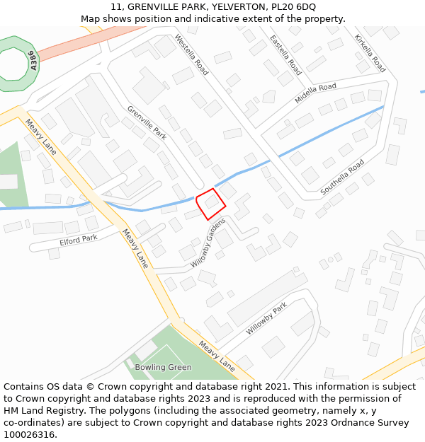 11, GRENVILLE PARK, YELVERTON, PL20 6DQ: Location map and indicative extent of plot