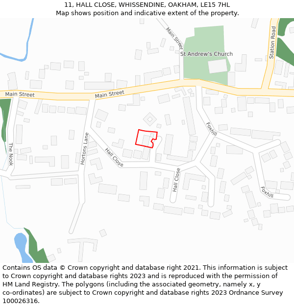 11, HALL CLOSE, WHISSENDINE, OAKHAM, LE15 7HL: Location map and indicative extent of plot