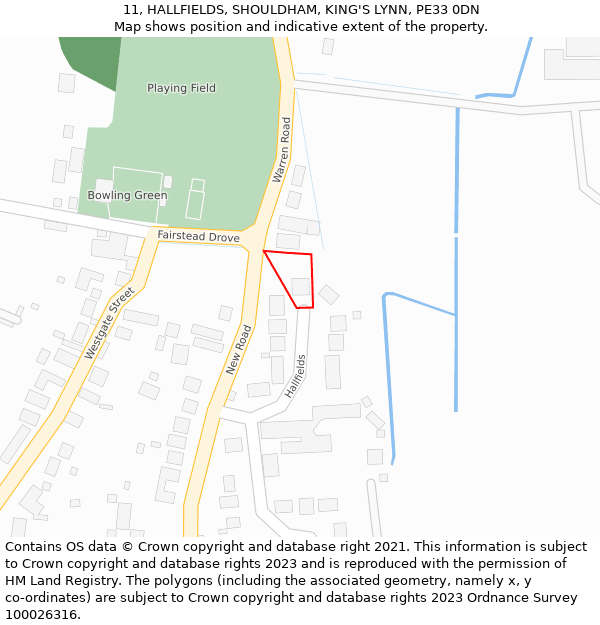 11, HALLFIELDS, SHOULDHAM, KING'S LYNN, PE33 0DN: Location map and indicative extent of plot