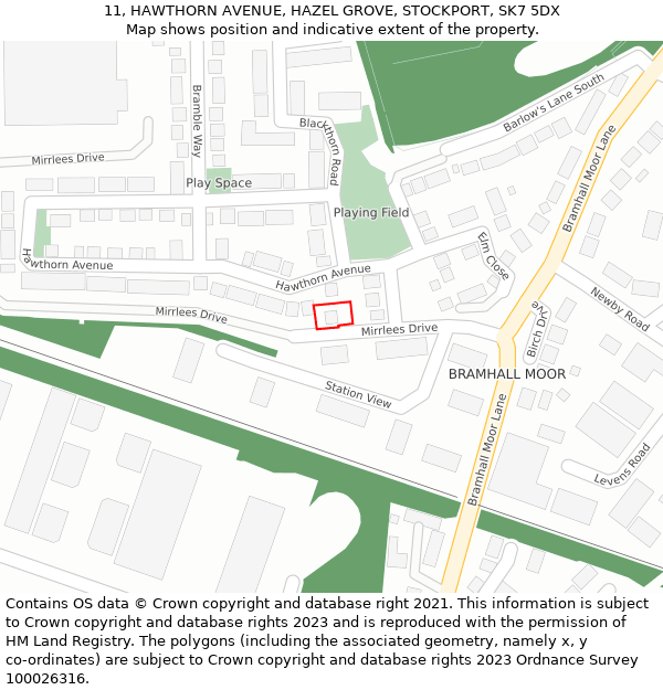 11, HAWTHORN AVENUE, HAZEL GROVE, STOCKPORT, SK7 5DX: Location map and indicative extent of plot