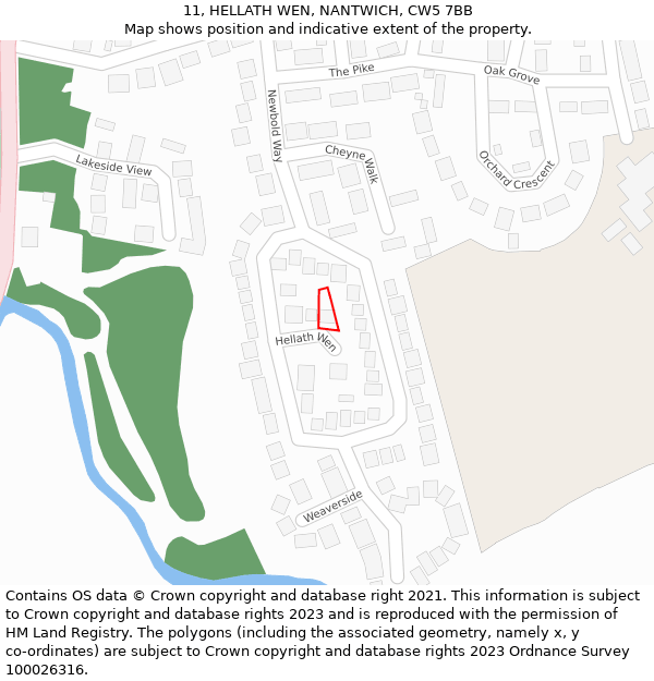 11, HELLATH WEN, NANTWICH, CW5 7BB: Location map and indicative extent of plot