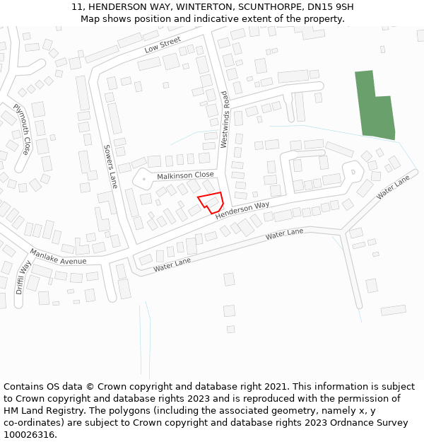 11, HENDERSON WAY, WINTERTON, SCUNTHORPE, DN15 9SH: Location map and indicative extent of plot