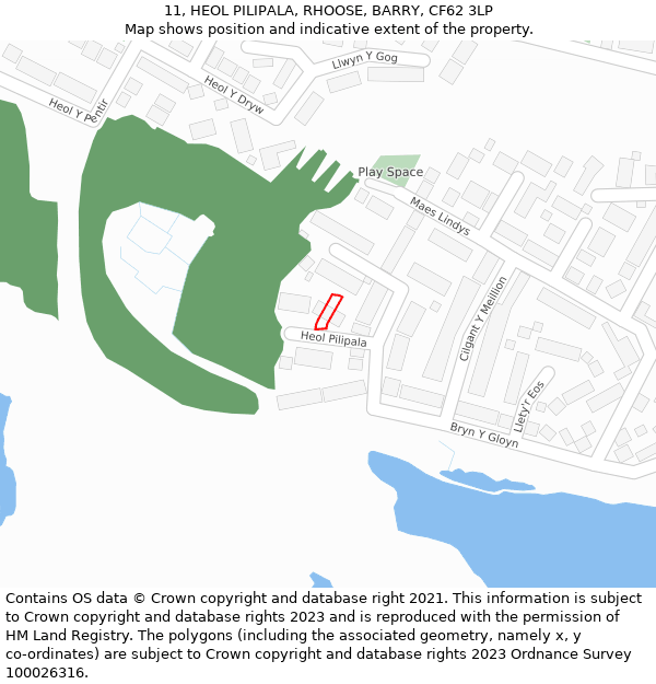 11, HEOL PILIPALA, RHOOSE, BARRY, CF62 3LP: Location map and indicative extent of plot