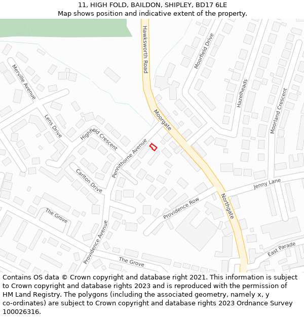 11, HIGH FOLD, BAILDON, SHIPLEY, BD17 6LE: Location map and indicative extent of plot