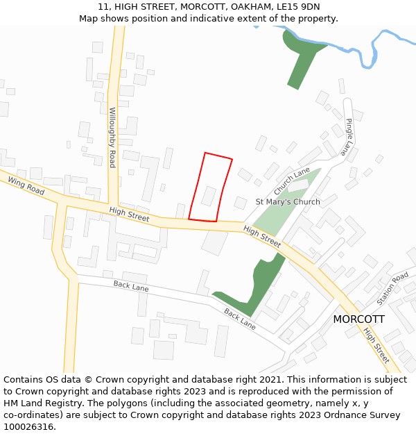 11, HIGH STREET, MORCOTT, OAKHAM, LE15 9DN: Location map and indicative extent of plot