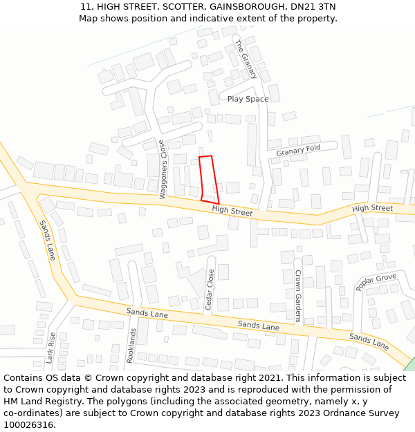 11, HIGH STREET, SCOTTER, GAINSBOROUGH, DN21 3TN: Location map and indicative extent of plot