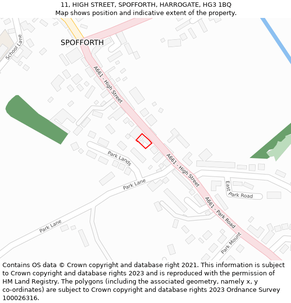 11, HIGH STREET, SPOFFORTH, HARROGATE, HG3 1BQ: Location map and indicative extent of plot