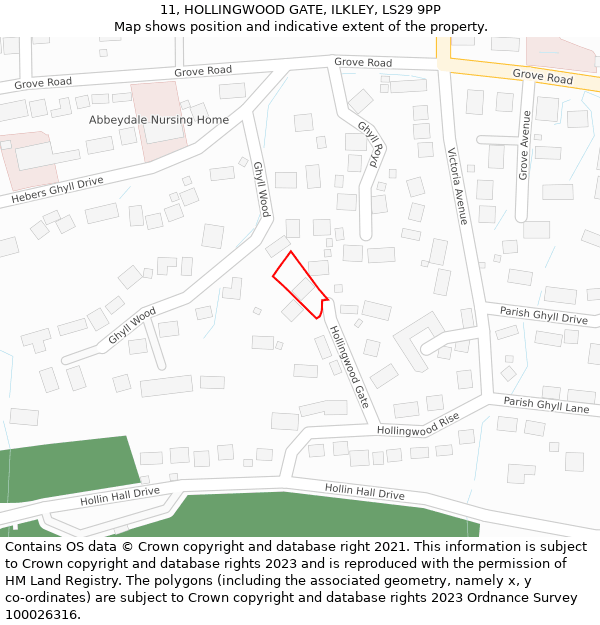 11, HOLLINGWOOD GATE, ILKLEY, LS29 9PP: Location map and indicative extent of plot