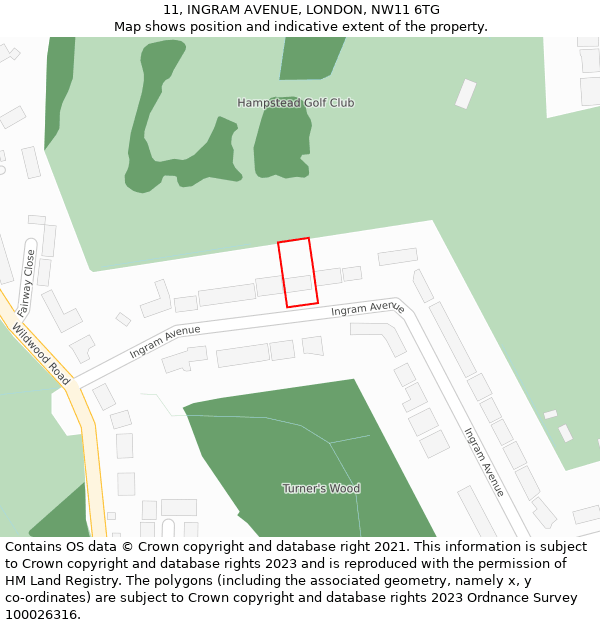 11, INGRAM AVENUE, LONDON, NW11 6TG: Location map and indicative extent of plot