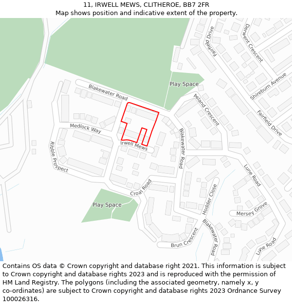 11, IRWELL MEWS, CLITHEROE, BB7 2FR: Location map and indicative extent of plot