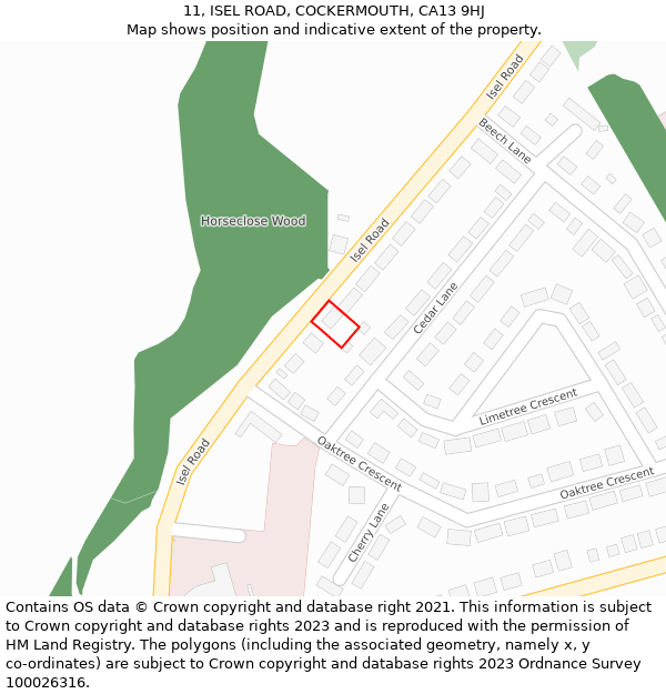 11, ISEL ROAD, COCKERMOUTH, CA13 9HJ: Location map and indicative extent of plot