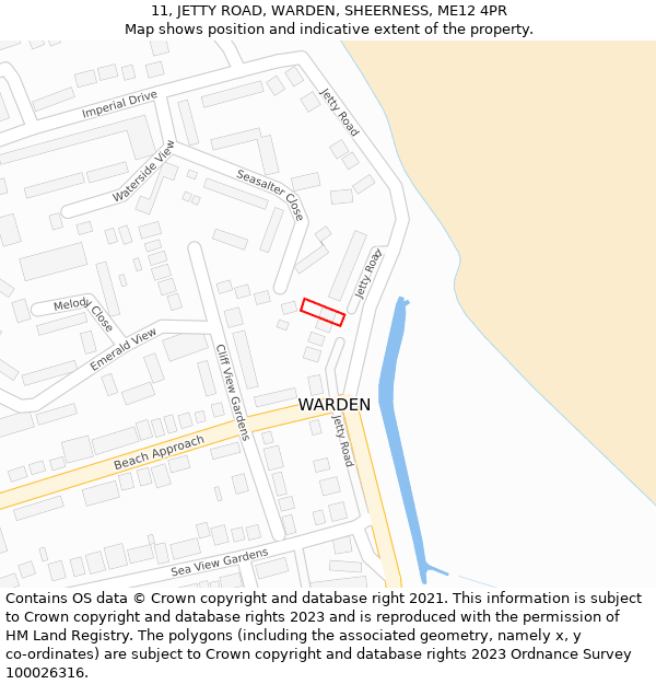 11, JETTY ROAD, WARDEN, SHEERNESS, ME12 4PR: Location map and indicative extent of plot