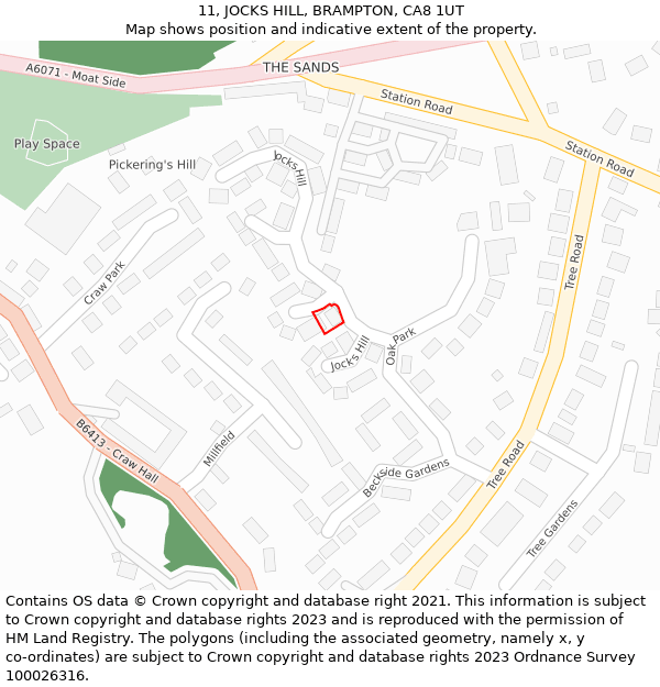 11, JOCKS HILL, BRAMPTON, CA8 1UT: Location map and indicative extent of plot