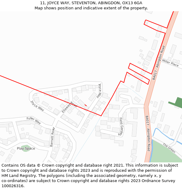 11, JOYCE WAY, STEVENTON, ABINGDON, OX13 6GA: Location map and indicative extent of plot