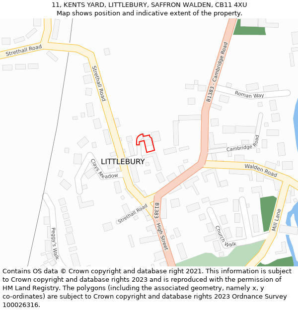 11, KENTS YARD, LITTLEBURY, SAFFRON WALDEN, CB11 4XU: Location map and indicative extent of plot