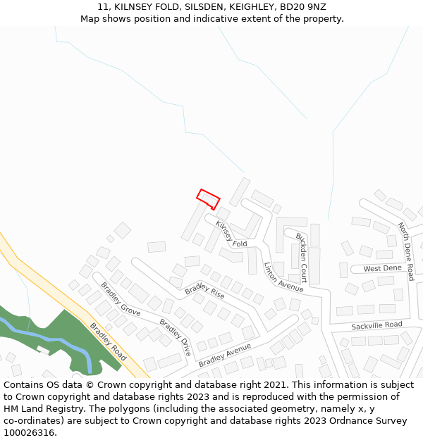 11, KILNSEY FOLD, SILSDEN, KEIGHLEY, BD20 9NZ: Location map and indicative extent of plot