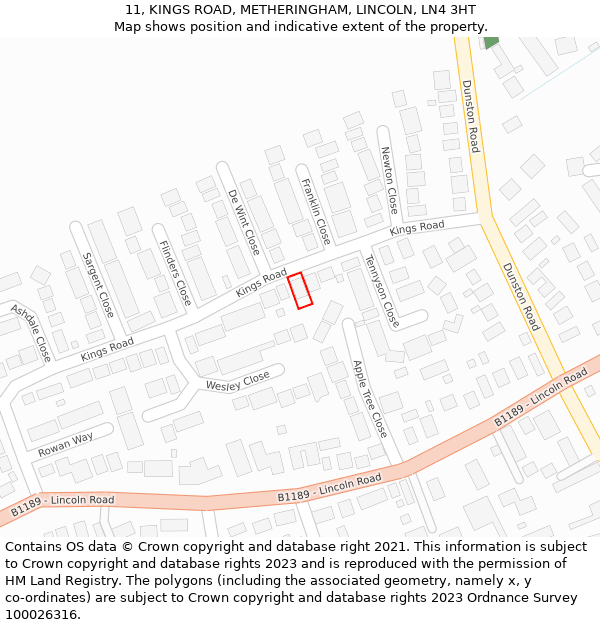 11, KINGS ROAD, METHERINGHAM, LINCOLN, LN4 3HT: Location map and indicative extent of plot