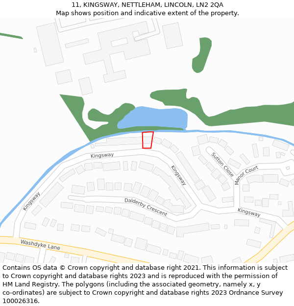 11, KINGSWAY, NETTLEHAM, LINCOLN, LN2 2QA: Location map and indicative extent of plot